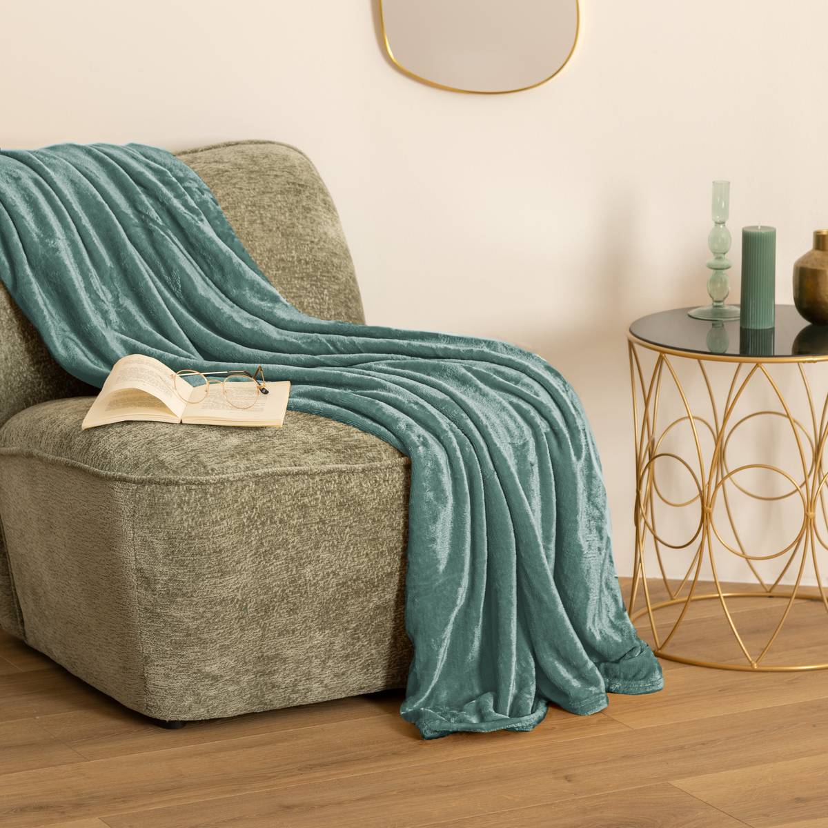 Flanellplaid "Ollis" Celadon Grün, 230x180 cm Grün