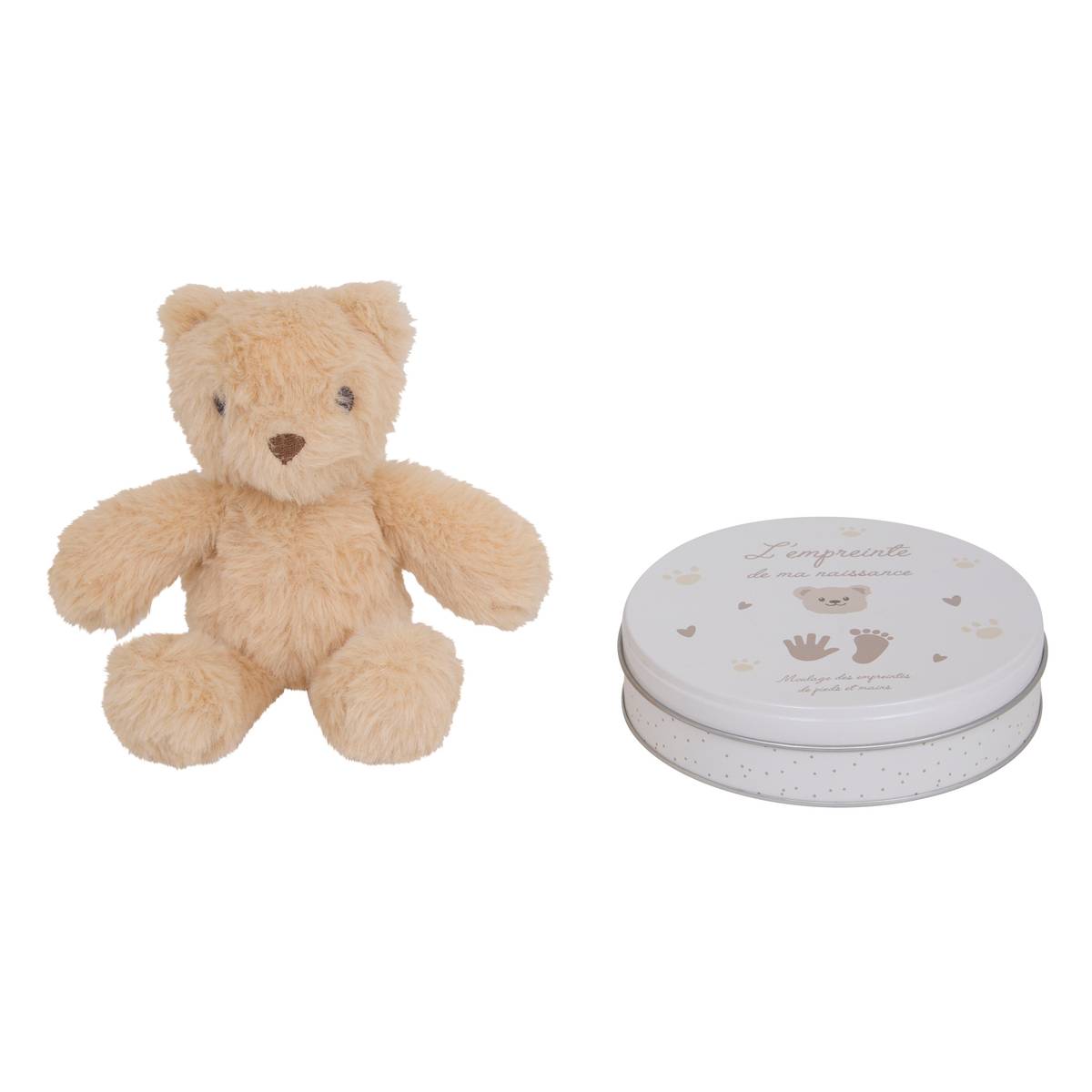 Geschenkset mit Abdruck und Kuscheltier "Aniel" Beige Rosa