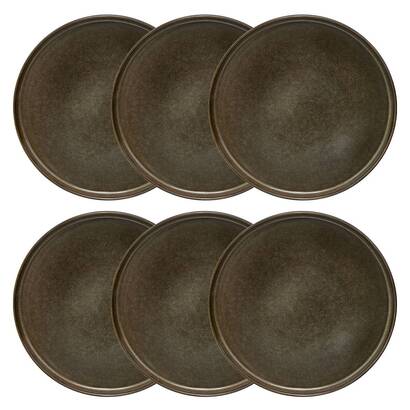Set mit 6 flachen tellern "terra incognita" keramik, d.26,7 cm, braun