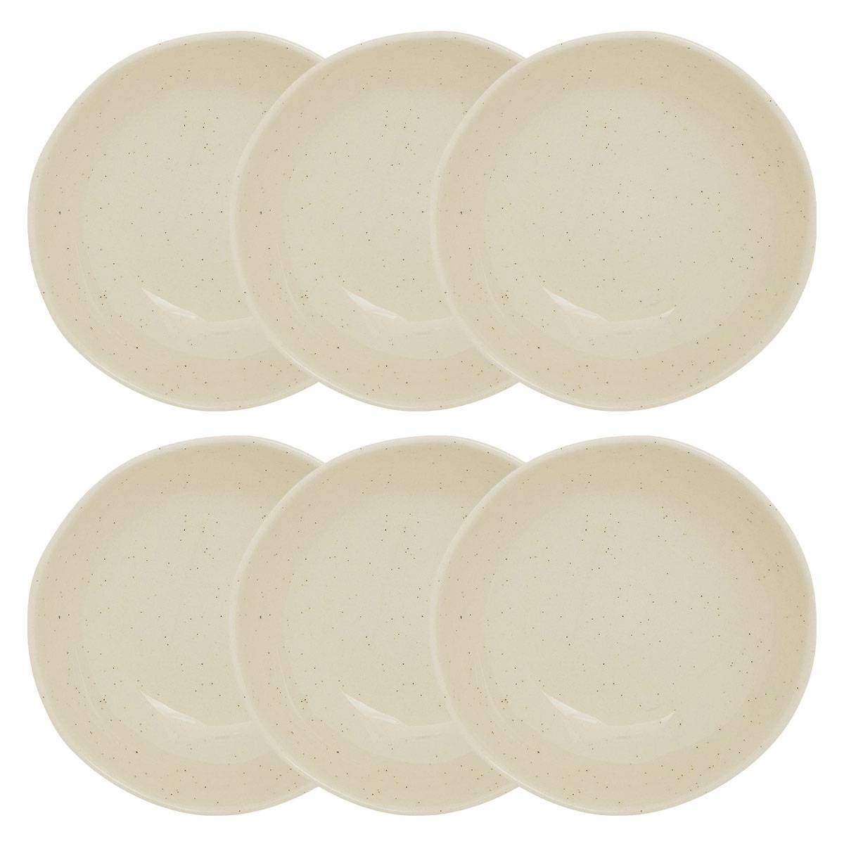 6er-Set tiefe Teller "Wonja" Keramik, D.18,8 cm, Creme Cremefarben