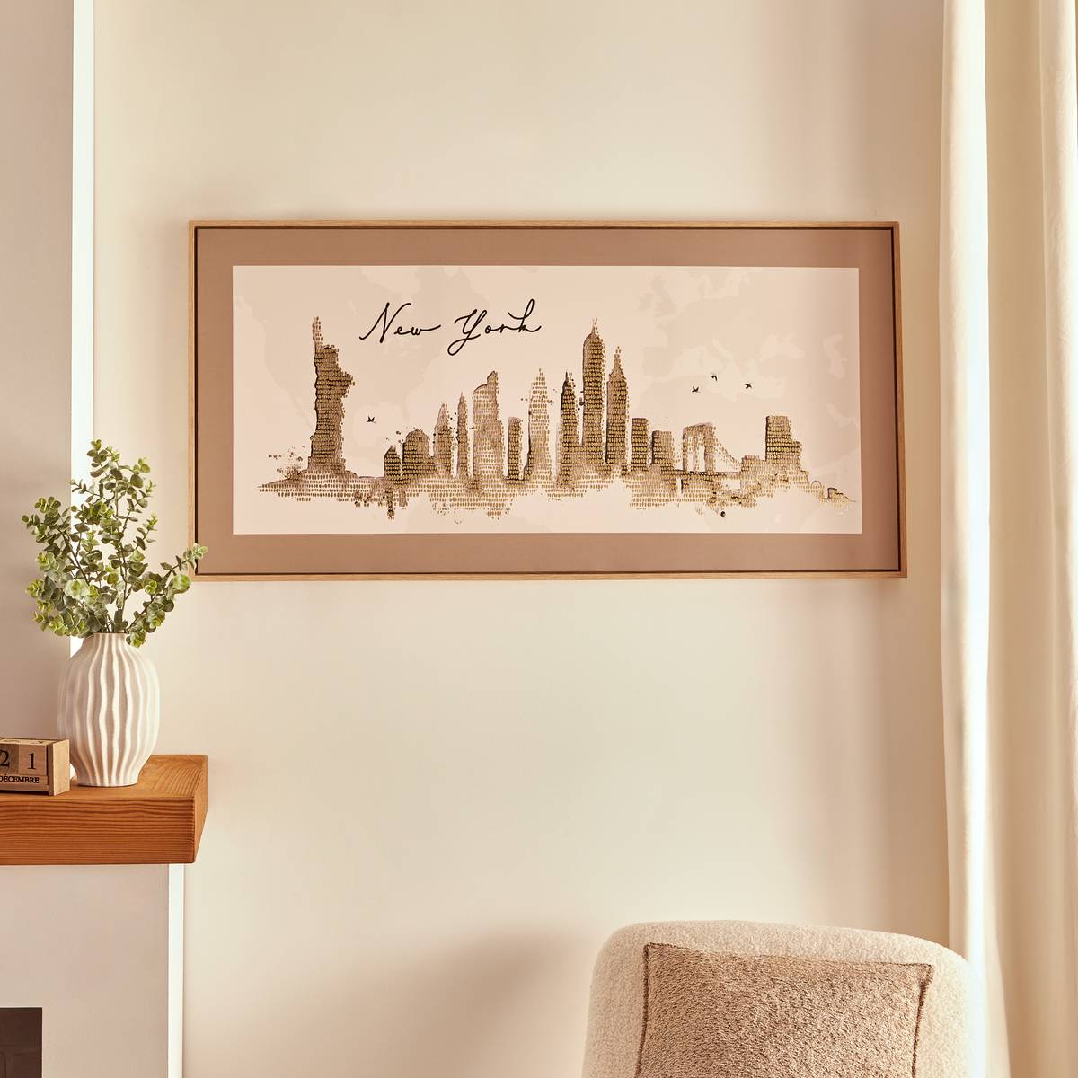 Gerahmtes Druckbild "Marlow" Schwarz & Weiß, 116x58 cm Modell 1