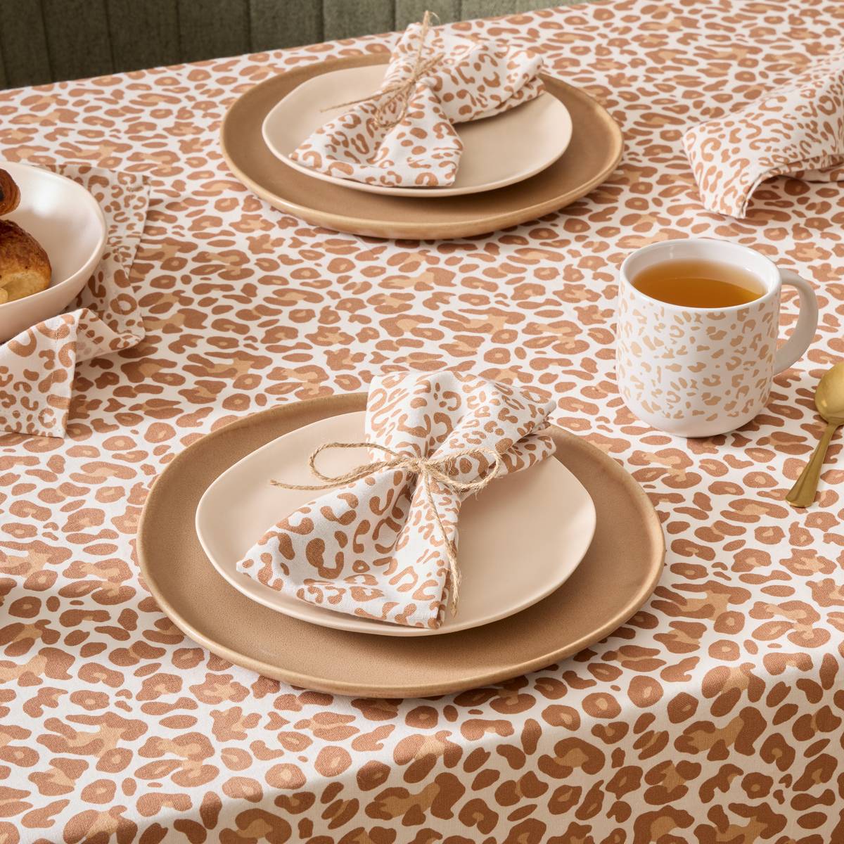 4er-Set Servietten "Leopadi" Beige Leinen, 40 x 40 cm Beige