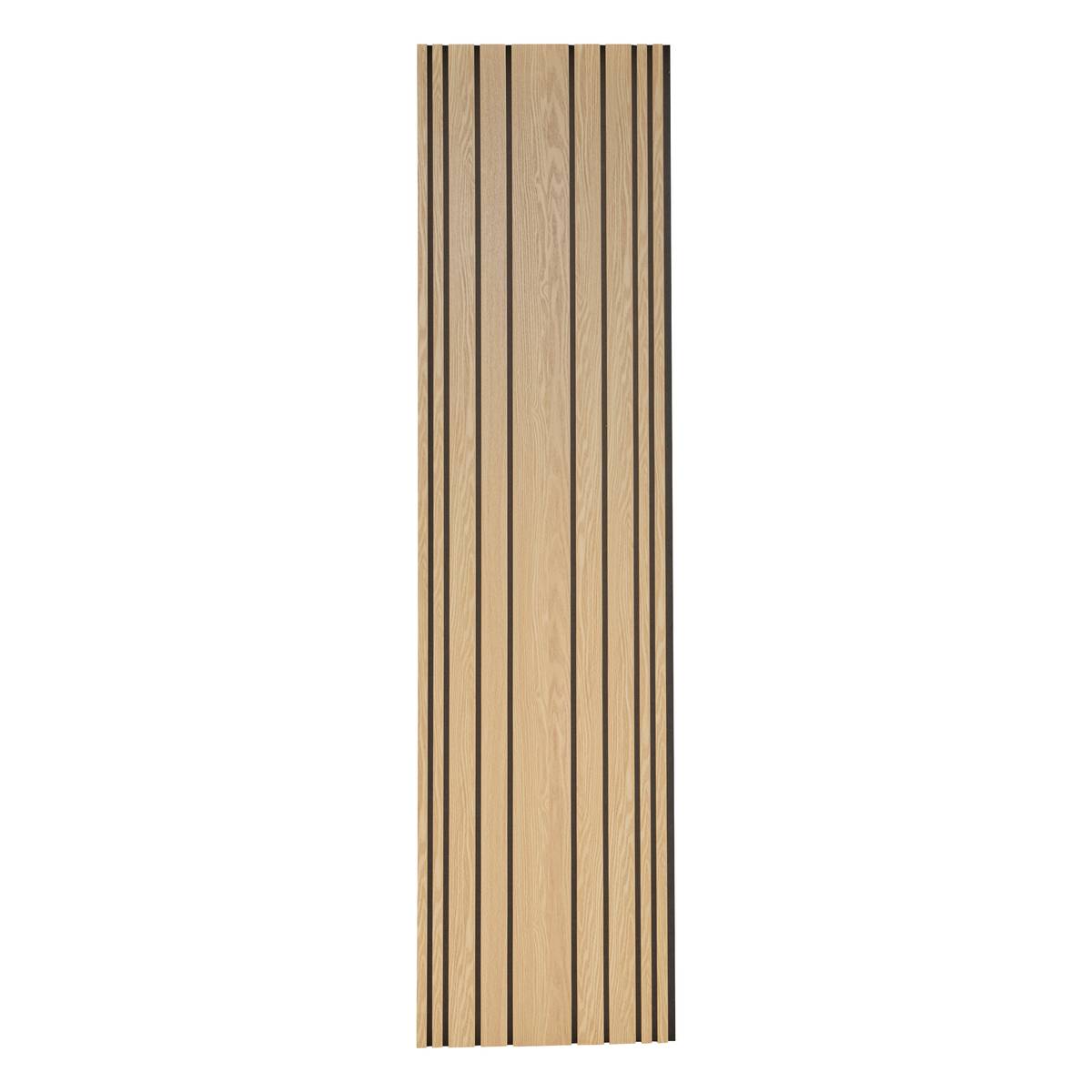 Dekoratives Wandpaneel mit Holzlamellen "Colva" Eicheffekt hell, schwarzer Hintergrund, 240x60 cm Hell-Eichen-Effekt/Schwarzer Hintergrund