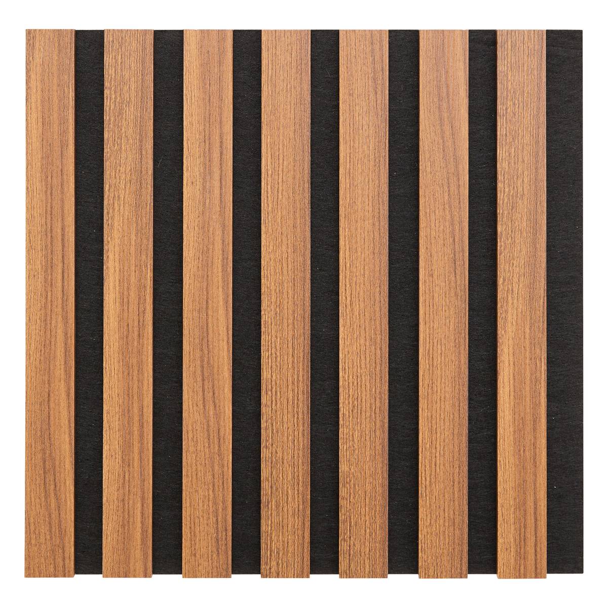 Satz von 3 dekorativen Holzlattenpaneelen Colva Nussbaum-Effekt, schwarzer Hintergrund, 30x30 cm Nussbaum-Effekt / Schwarzer Hintergrund