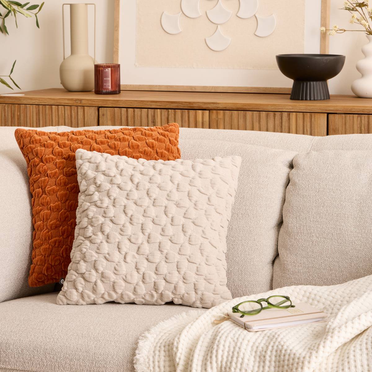 Kissen "Nova" Beige Leinen, 40x40 cm Beige