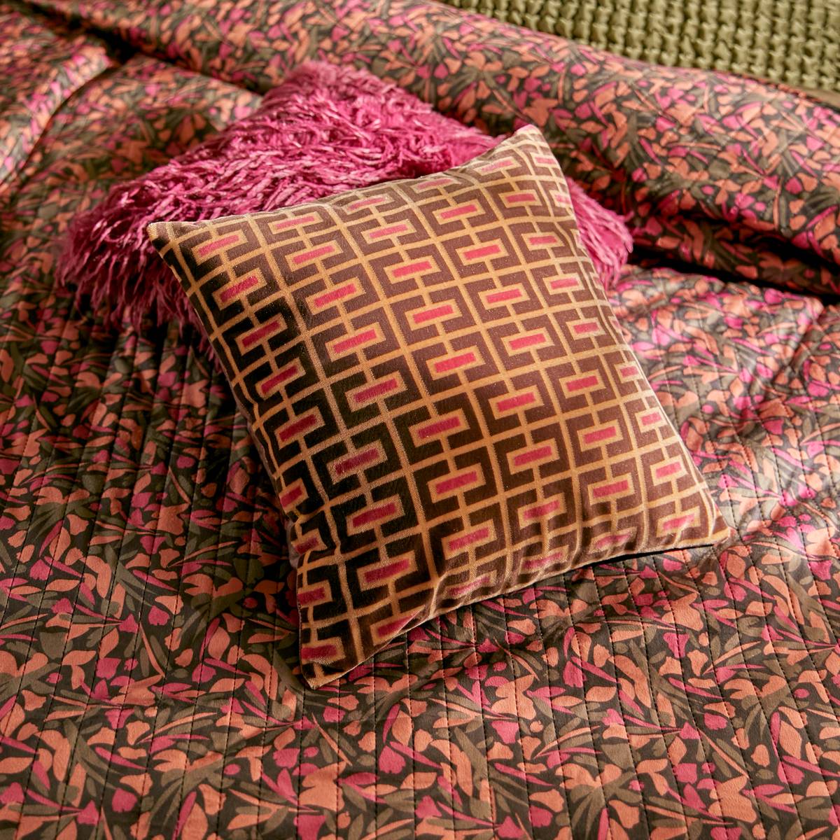 Kissen "Bellissima" Mehrfarbig, 40x40 cm Marron / Rose