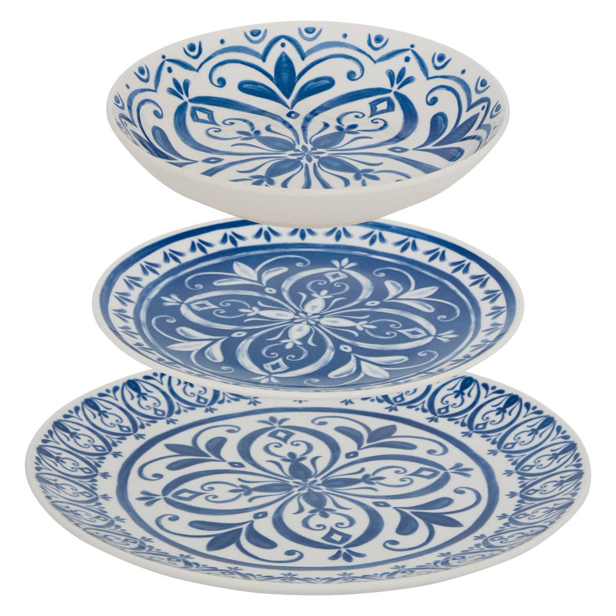Tafelservice "Manon" Porzellan, 12 Stück, Blau Blau