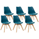 6er-Set Stühle „Baya“ Buche, Petrolblau Entenblau