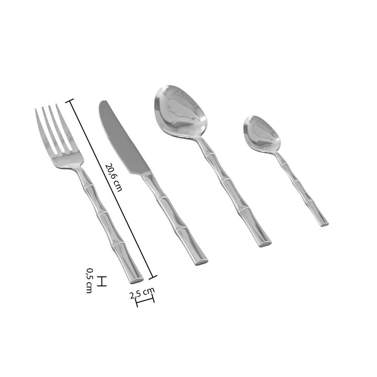 Besteckset 24-teilig "Bambus" Silber Silber