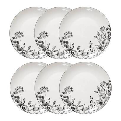 Set mit 6 flachen tellern "white floral" d.27 cm, wei&szlig;