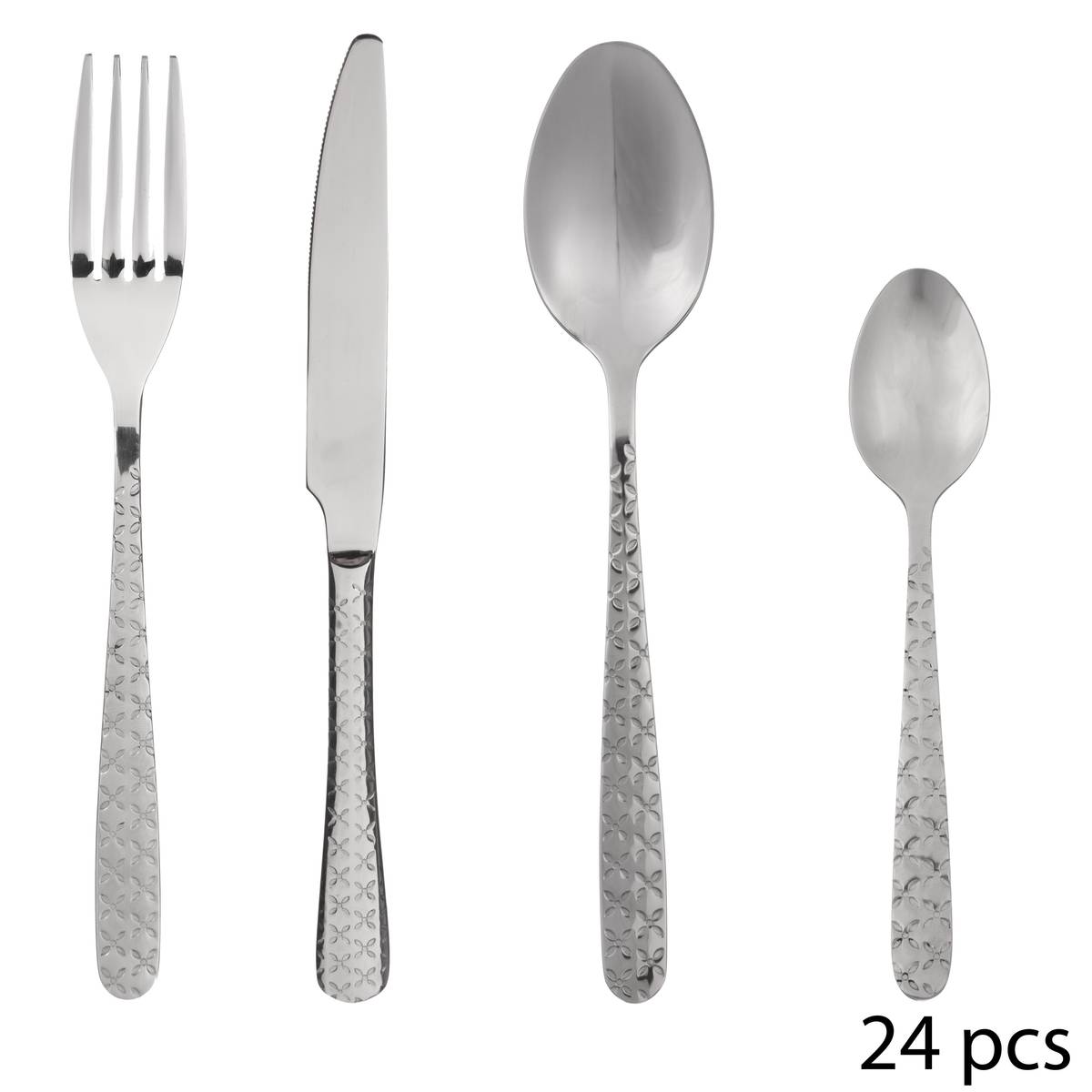24-teiliges Besteckset "Flora" Silber Silber