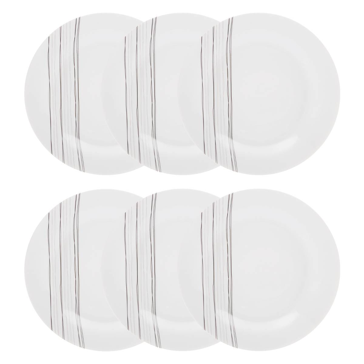 Set aus 6 flachen Tellern "Lignes" D.27 cm, Weiß Weiß