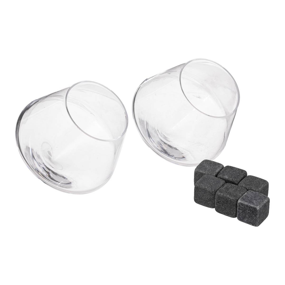 Geschenkset mit 2 Whiskygläsern und "Whisky"-Steinen 300 ml, Transparent Durchsichtig