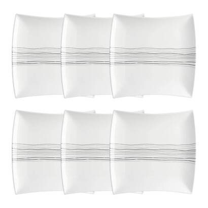 Set aus 6 flachen tellern "lignes" 26x23 cm, wei&szlig;