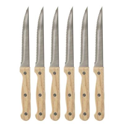 6er-set steakmesser "holz" beige