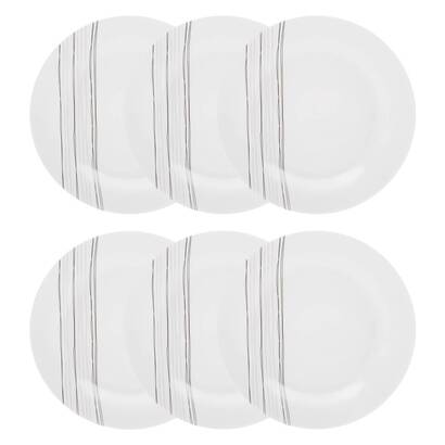 Set aus 6 flachen tellern "lignes" d.27 cm, wei&szlig;