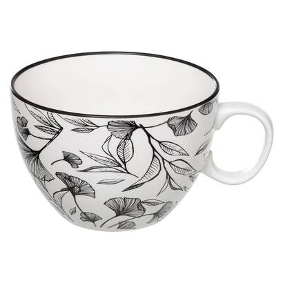 Tasse "white floral" schwarz & wei&szlig;