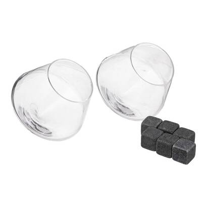 Geschenkset mit 2 whiskygl&auml;sern und "whisky"-steinen 300 ml, transparent