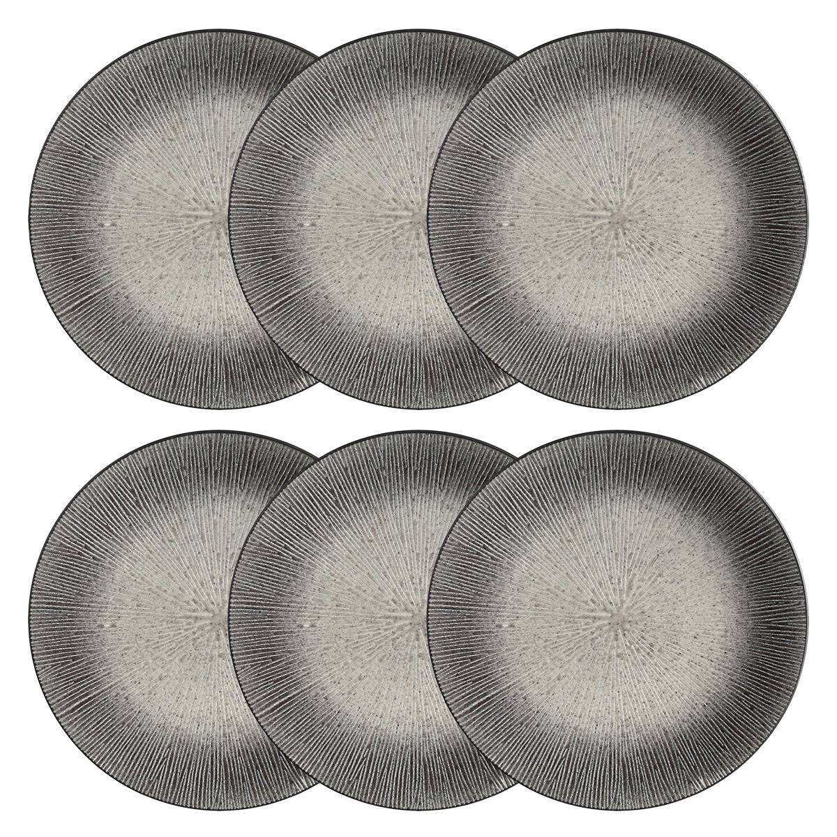 6er-Set flache Teller "Atelier" D.27,5 cm, Grau Grau