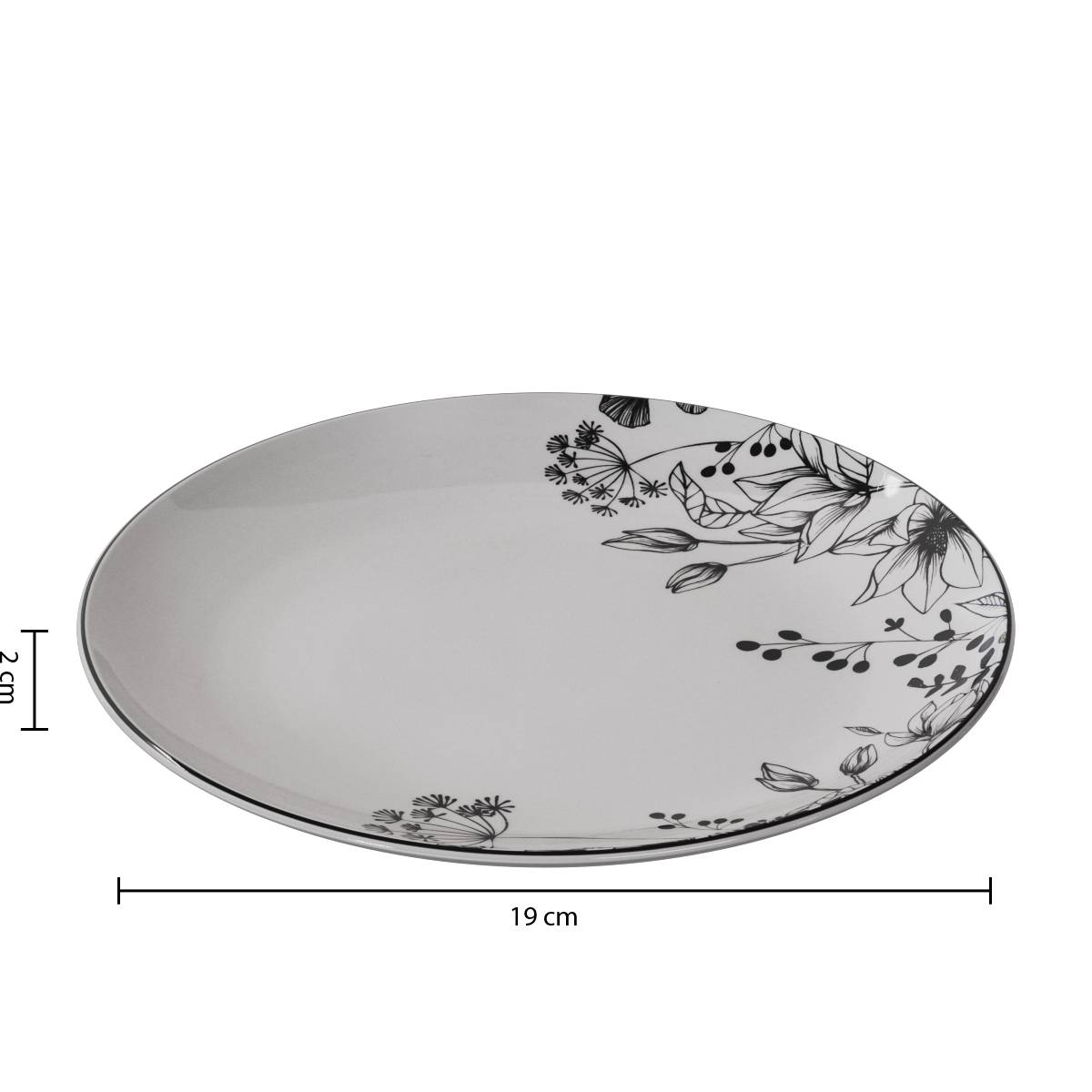 Set mit 6 Desserttellern "White Floral" D.19 cm, Weiß Noir / blanc