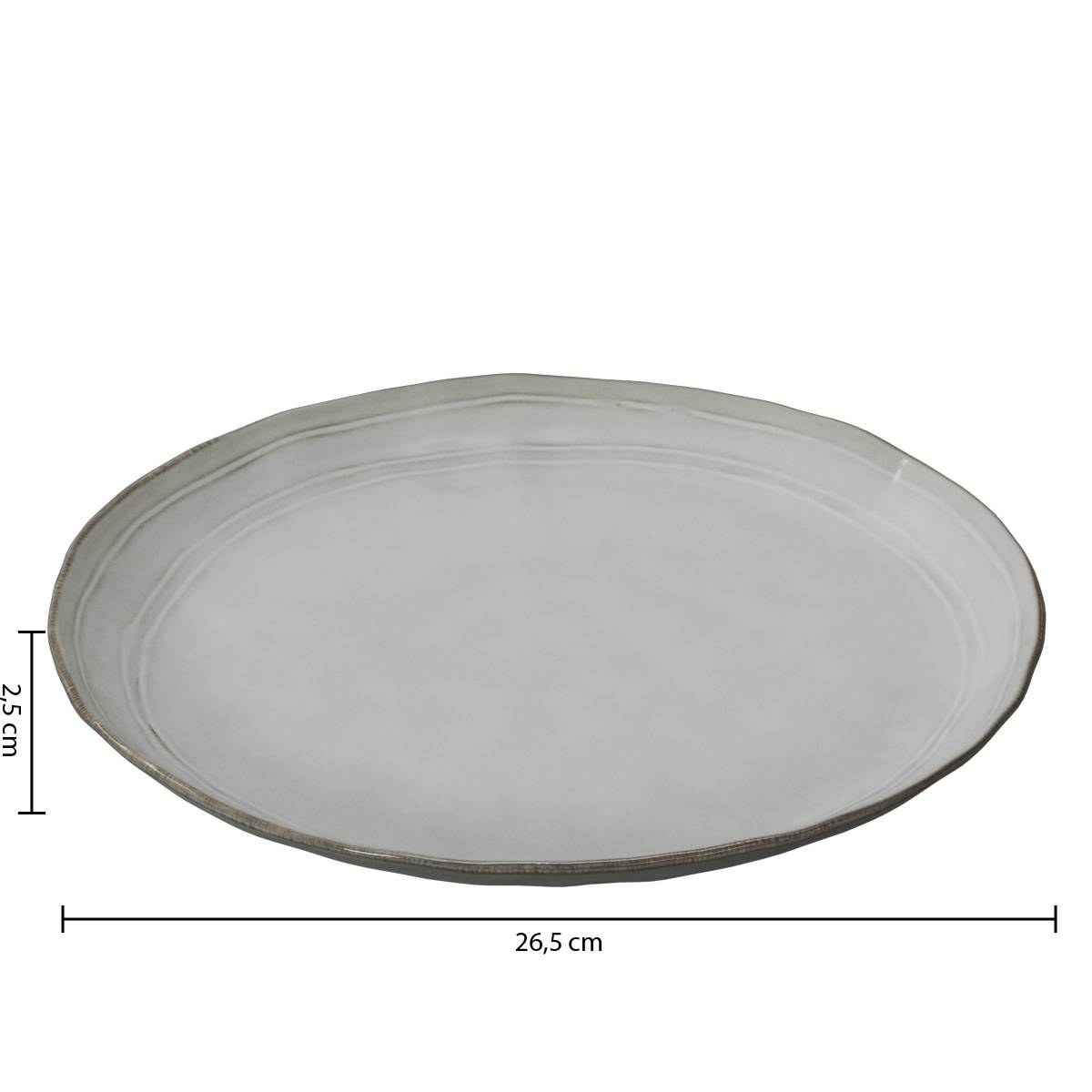 6er-Set flache Teller "Flower" D.26,5 cm, Grau Grau