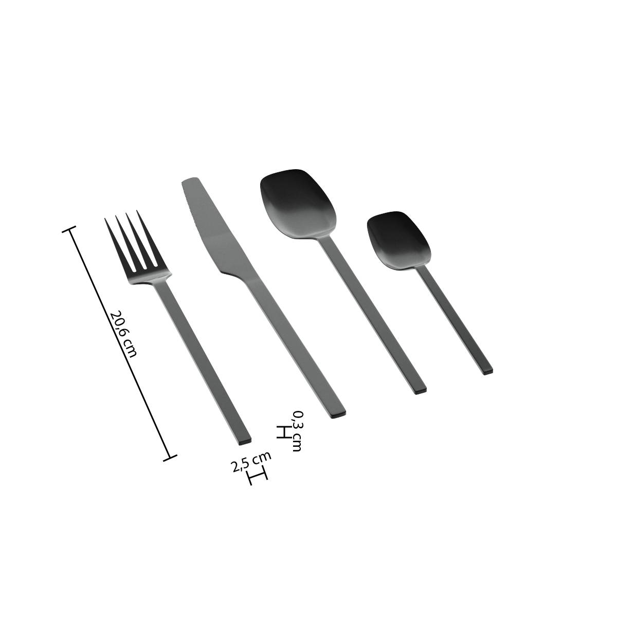24-teiliges Besteckset "Modern Wood" Schwarz Schwarz