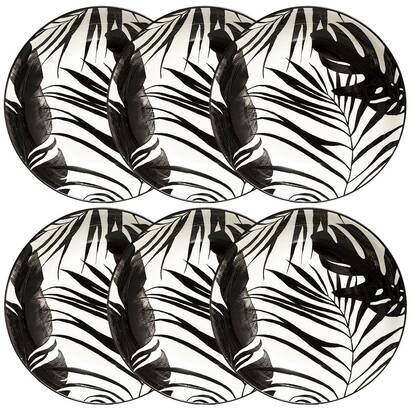 Set aus 6 tiefen tellern "palme" d.20,2 cm, schwarz