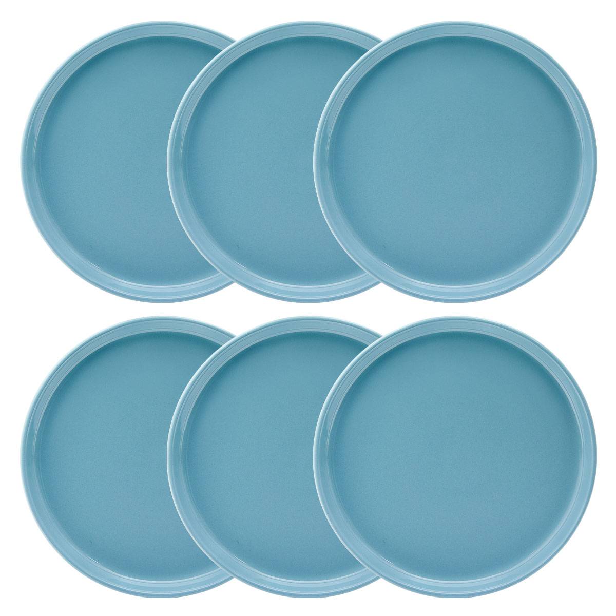 Set mit 6 Desserttellern „Marie" Steingut (Keramik), Ø 20 cm, Blau Blau