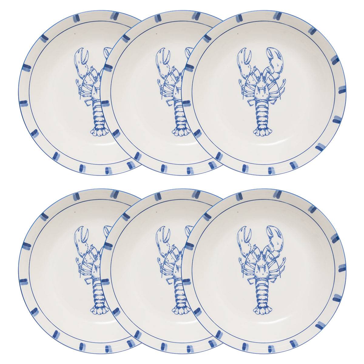 Set mit 6 tiefen Tellern "Oceania" Porzellan, D.20,2 cm Blau