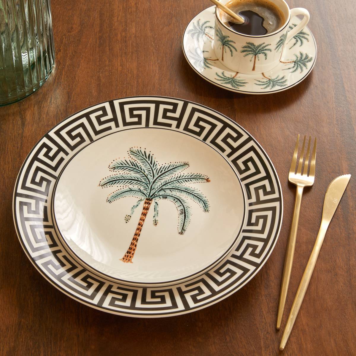 Set mit 6 flachen Tellern "Reso" Porzellan, D.26,8 cm Schwarz