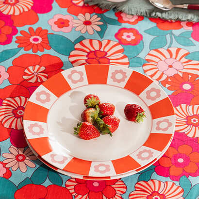 Set mit 6 flachen tellern "bloomorama" 'atmosphera x cha cha pop'