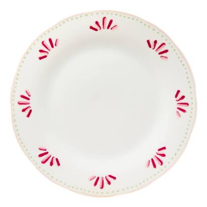 6er-set flacher teller "fleur de rose" porzellan, d.26,8 cm