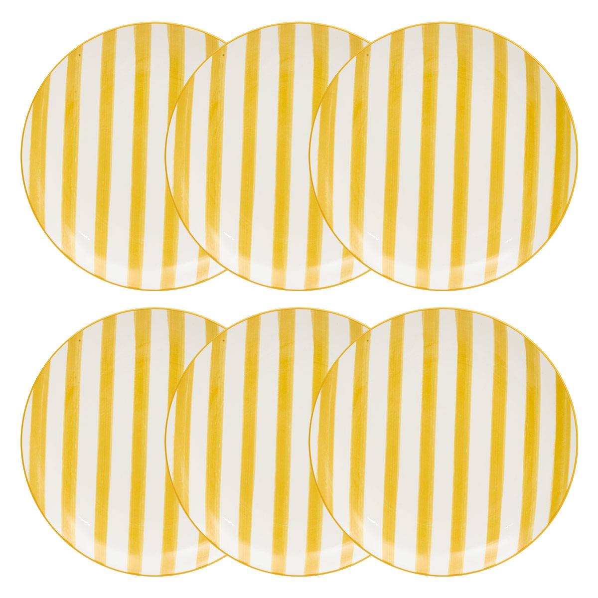 6er-Set flache Teller "Charlie" Porzellan, D.26,8 cm Gelb