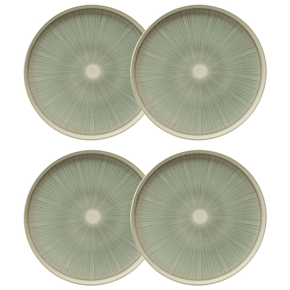 Set mit 4 flachen Tellern "Eva" Keramik, D.27,2 cm, Grün Grün