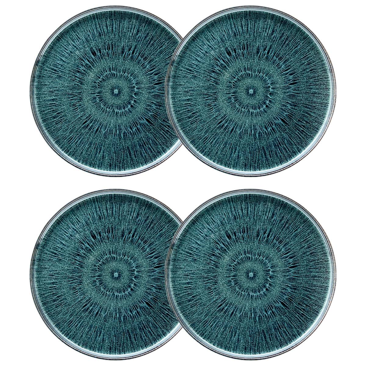 Satz von 4 flachen Tellern "Eva" Keramik, D.27,2 cm, Blau Blau
