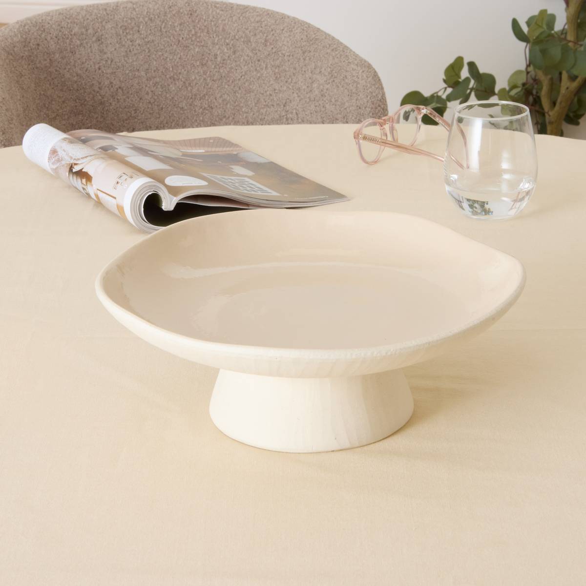 Schale "Aria" Steinzeug (Keramik), D.28 cm Beige