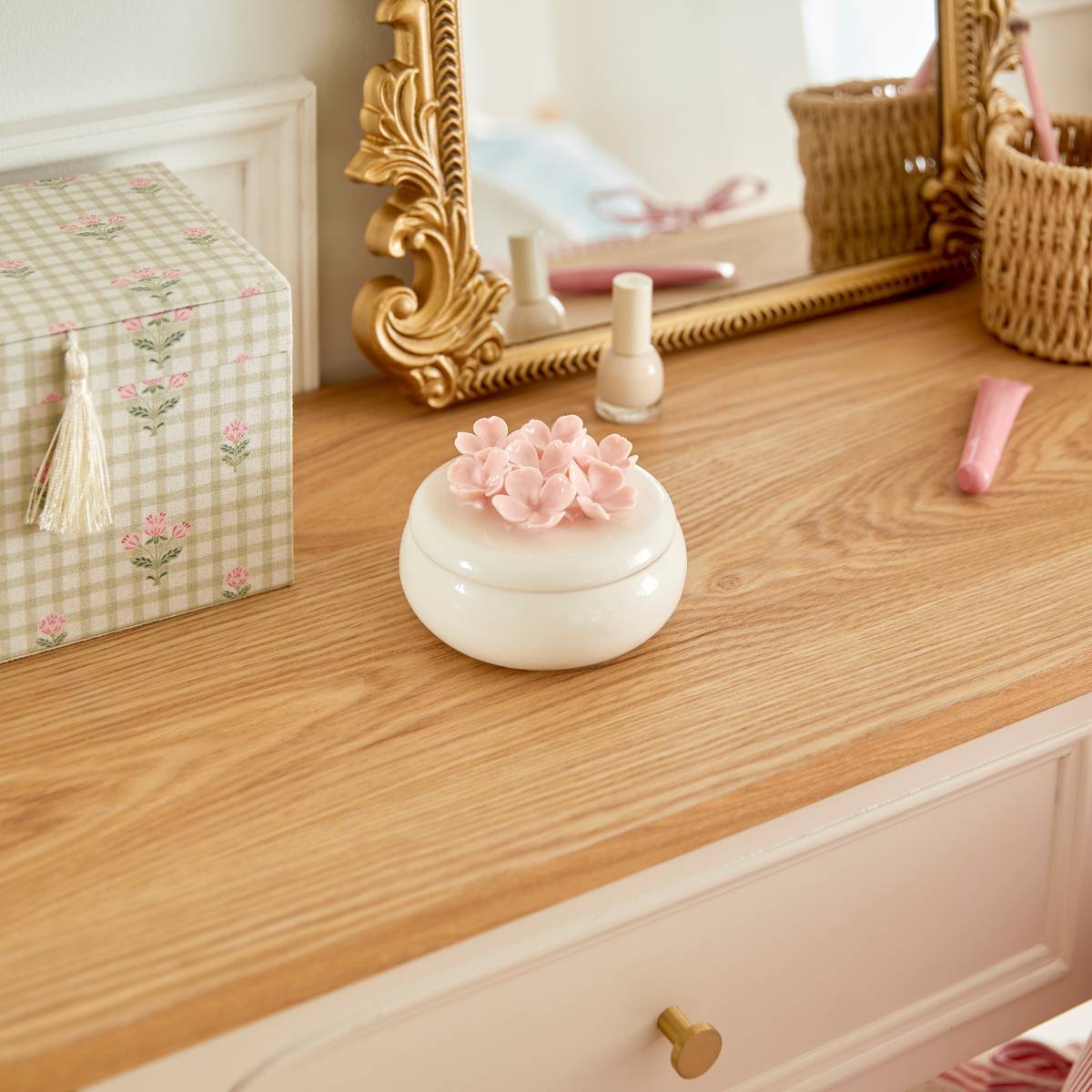 Deko-Box &bdquo;Rosenbl&uuml;te&ldquo; Steinzeug (Keramik) &Oslash; 11 cm Mod&eacute;le A