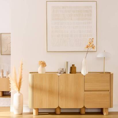 Sideboard 2 t&uuml;ren 2 ebenen "homelya" beige, 160,5x80,2 cm