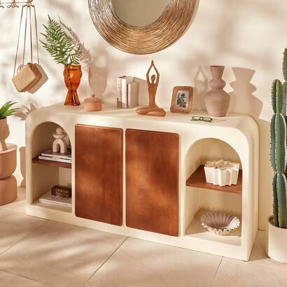 Sideboard 2 t&uuml;ren 8 regale "sienna" beige, 165x80 cm