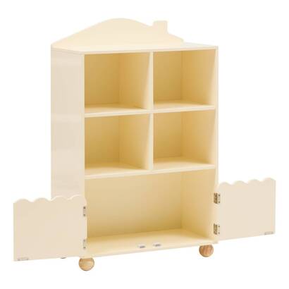 Kinderbuchregal 2 t&uuml;ren 2 ebenen "bouli" beige, 94,5x60 cm