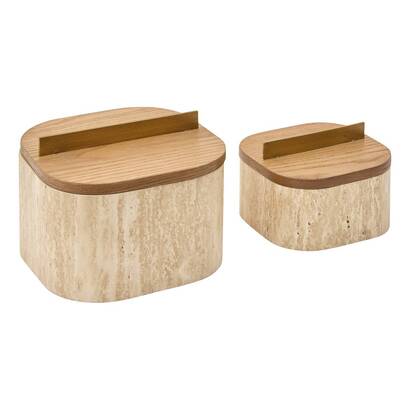 2er-set dekoboxen "anaya" beige, l.14/18 cm