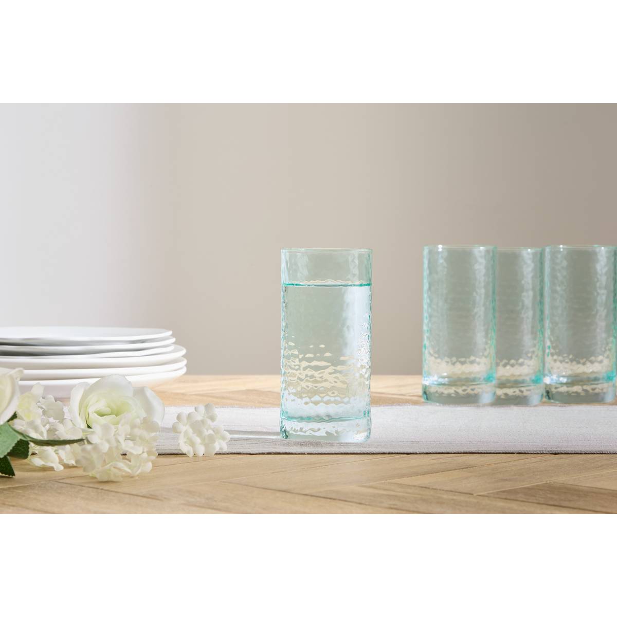 6er-Set hohe Becher "Celia" 300 ml, Glas, Grün Grün