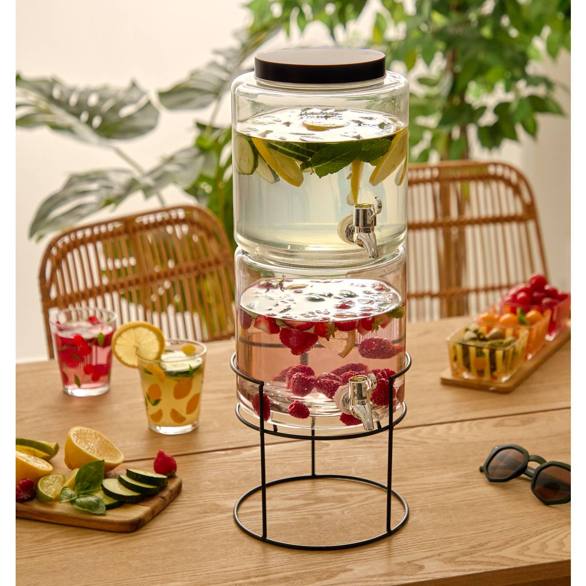 Getränkespender "Distri" Glas, 2x3,8L, Transparent Durchsichtig