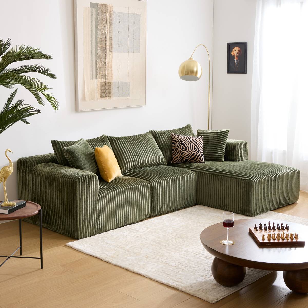 Sofa "Solka" 3 Plätze, L. 254 cm, Khakigrün Khakigrün