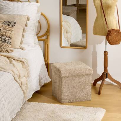 Faltbarer pouf "soana" beige, 38x38 cm