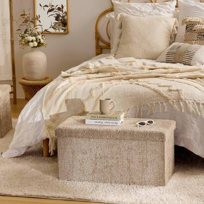 Klappbarer doppelhocker "soana" beige, 76x38 cm
