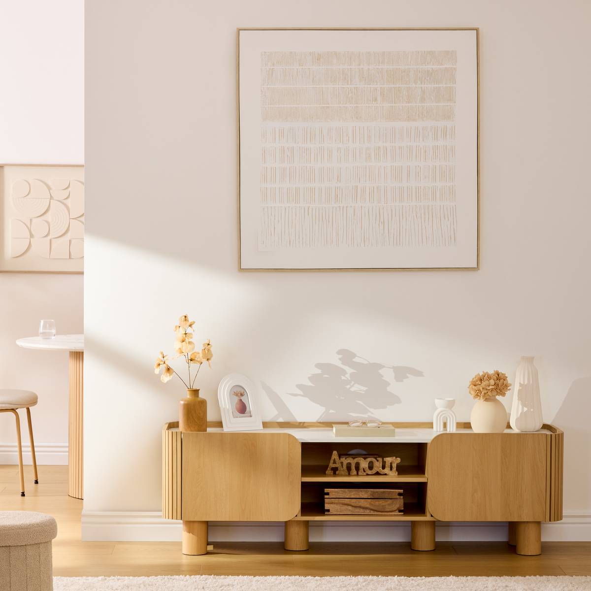 TV-M&ouml;bel 2 T&uuml;ren 1 Fach "Homelya" Beige, 160x40,2 cm Beige