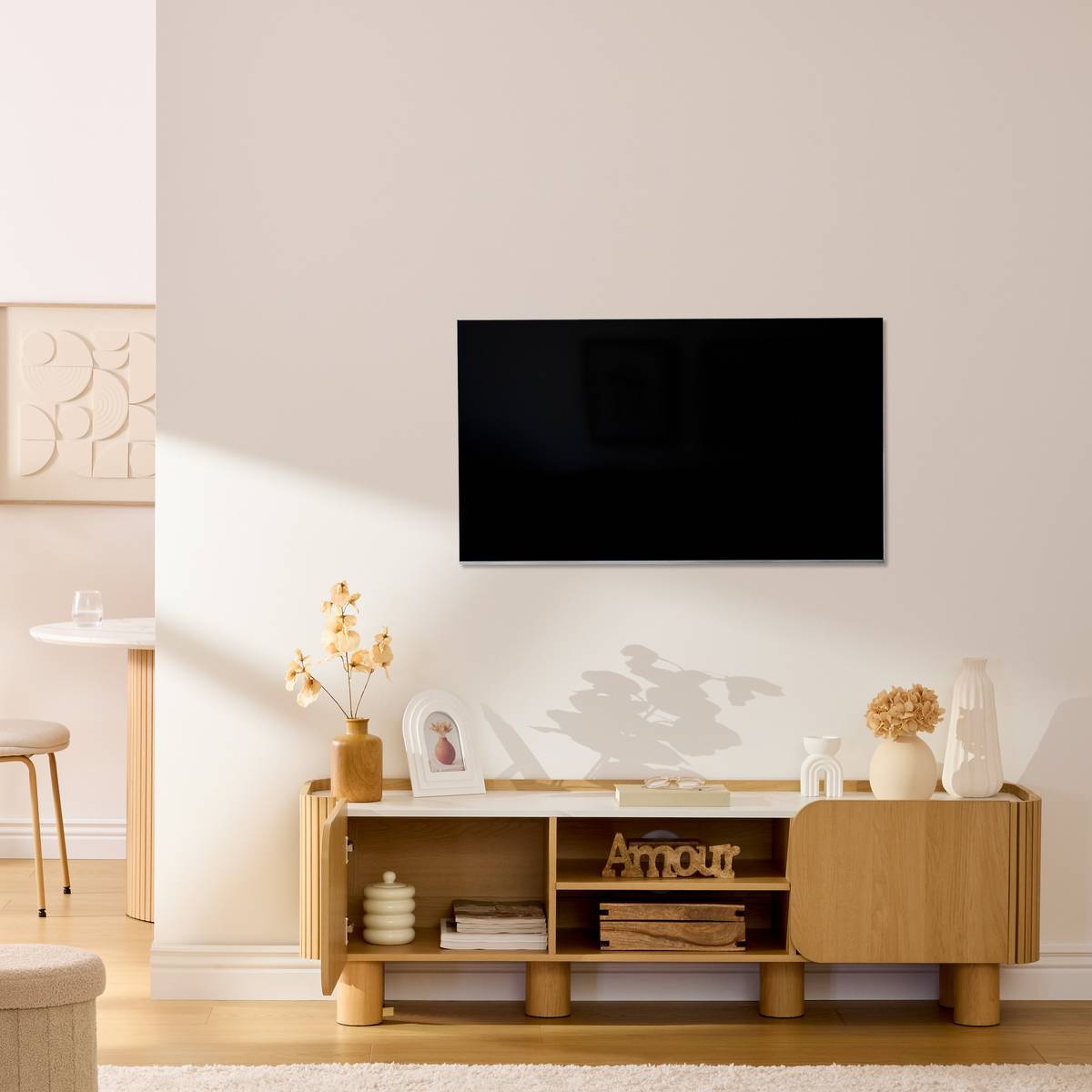 TV-M&ouml;bel 2 T&uuml;ren 1 Fach "Homelya" Beige, 160x40,2 cm Beige