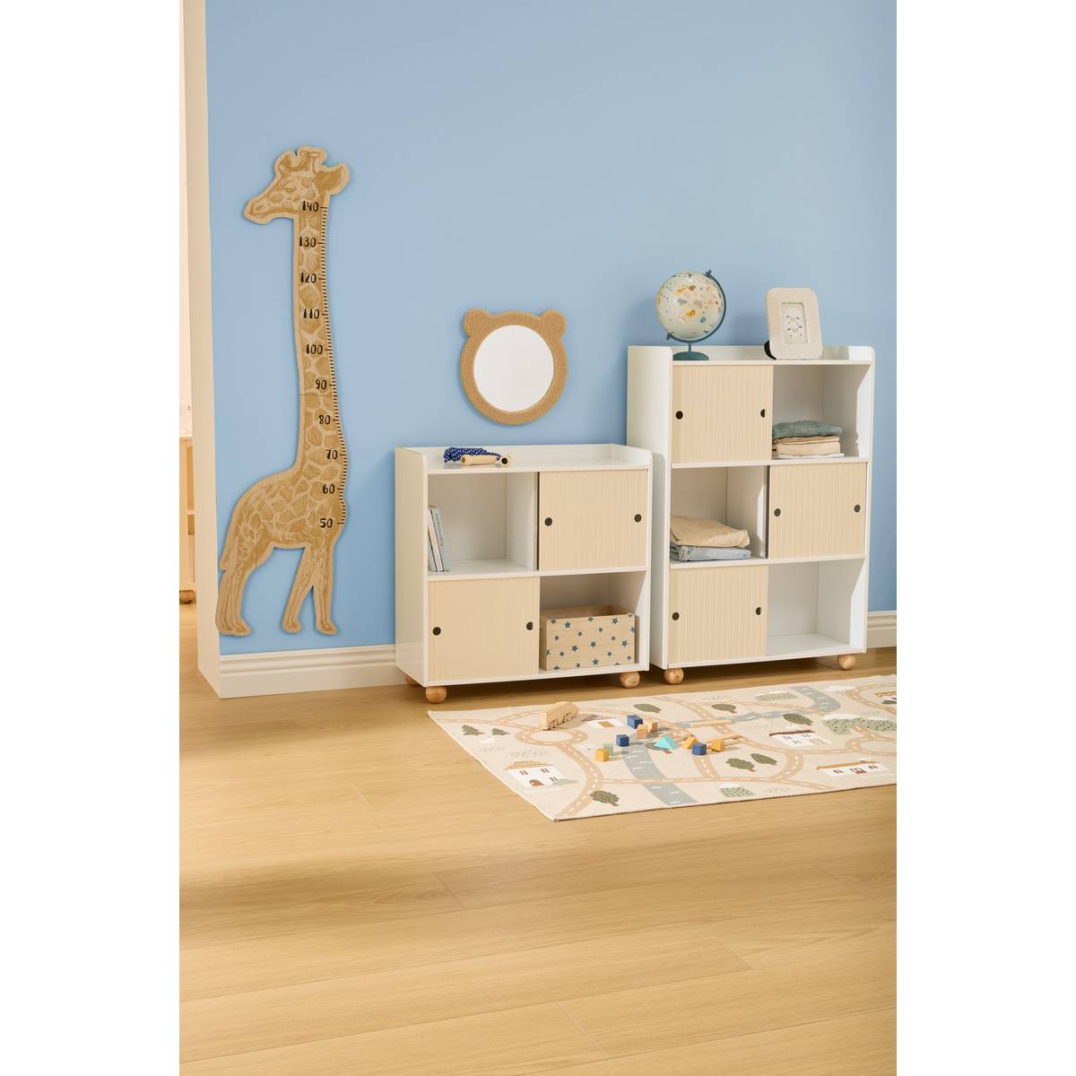 Kinder-Aufbewahrungsschrank 2 T&uuml;ren 1 Fach &bdquo;Bouli&ldquo; Beige, 69,5x30 cm Beige