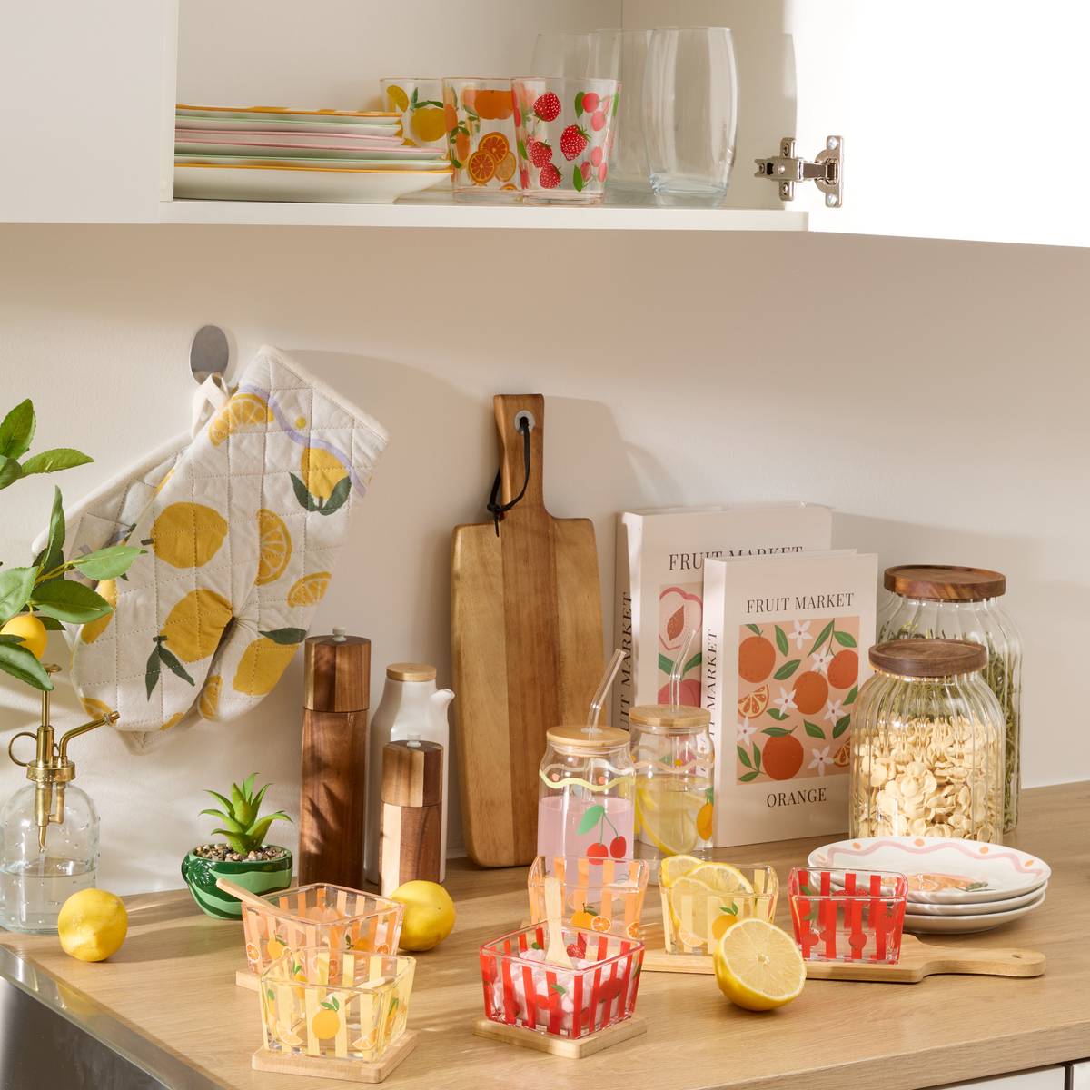 Aperitif-Set "Fruity" Glas, 40x10 cm Mehrfarbig